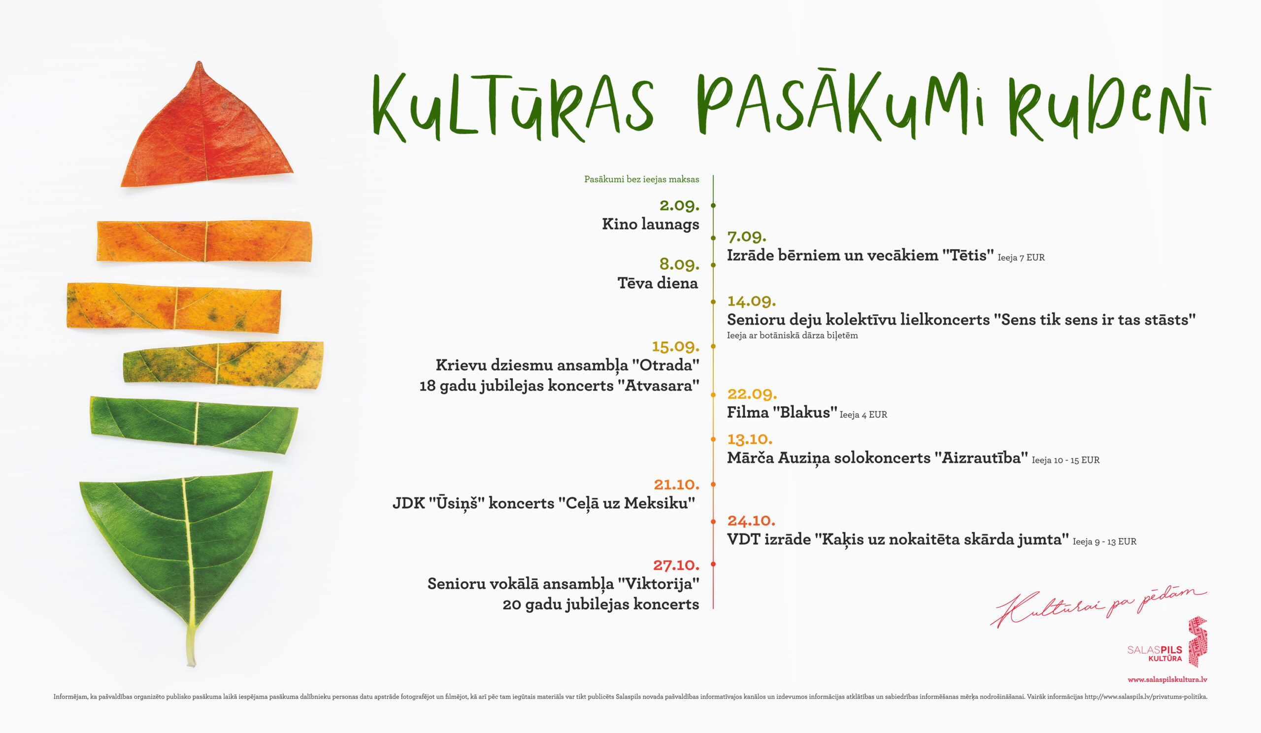 Kultūras pasākumi rudenī. Septembris/oktobris.